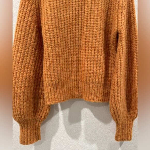 Reformation Tatum Alpaca Blend Semi Sheer Knit Orange Puff Sleeve Sweater Medium - Picture 11 of 15
